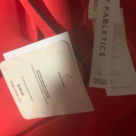 Fabletics Ecosatin robe. Large Strawberry red with black trim. - Picture 4 of 4